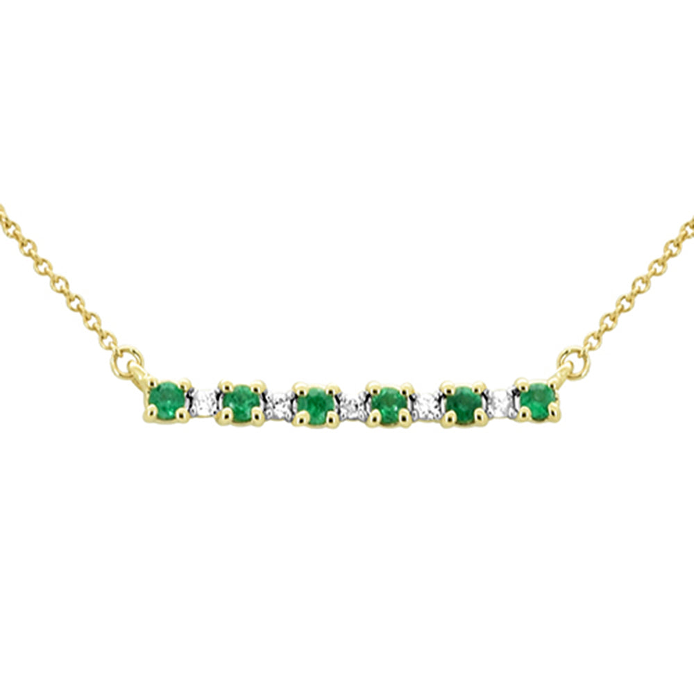 Exquisite .06ct Diamond & .20ct Emerald Pendant Necklace in 14K Yellow Gold