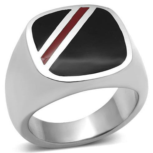 Men's  Enamel Ring in Stainless Steel