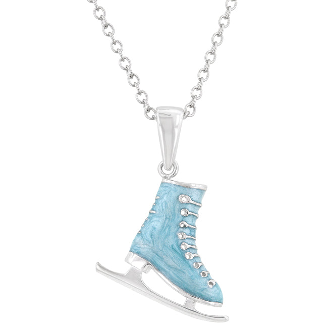 Blue Enamel Ice Skate Pendant