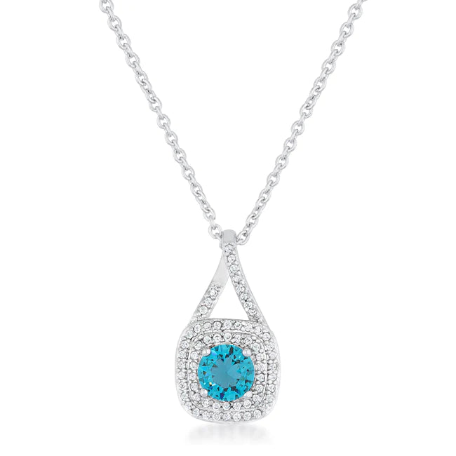 1.2ct  Aqua Cubic Zirconia Classic Necklace