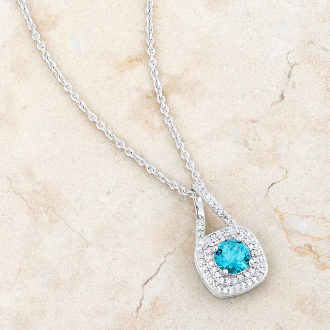 1.2ct  Aqua Cubic Zirconia Classic Necklace