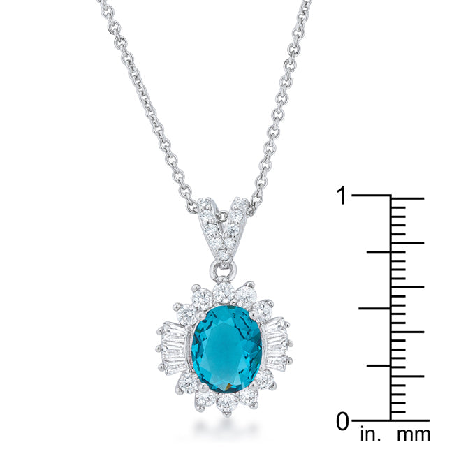 3.2ct  Aqua Cubic Zirconia Classic Drop Necklace