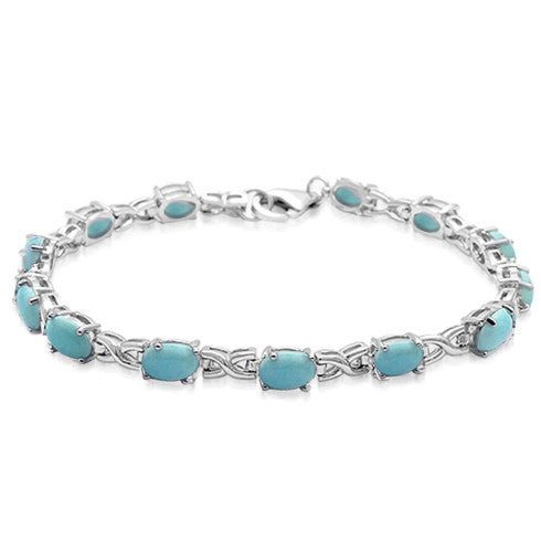 .925 Sterling Silver Bracelet with Oval Larimar