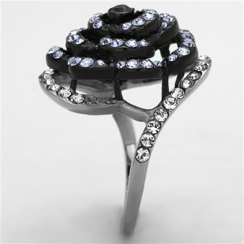 Purple Lilly Synthetic Amethyst Black and Silver Ring