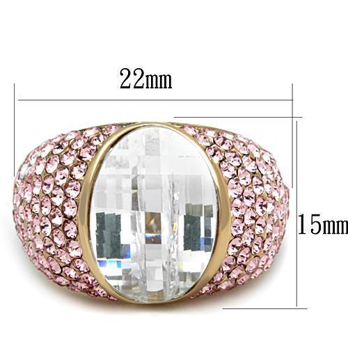 Elegant Rose Gold Stainless Steel Ring with AAA CZ Stone