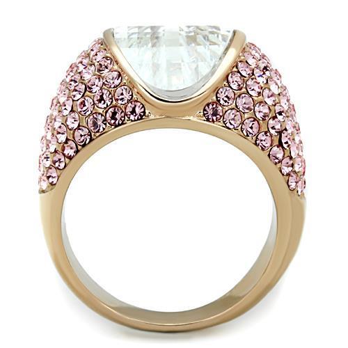 Elegant Rose Gold Stainless Steel Ring with AAA CZ Stone