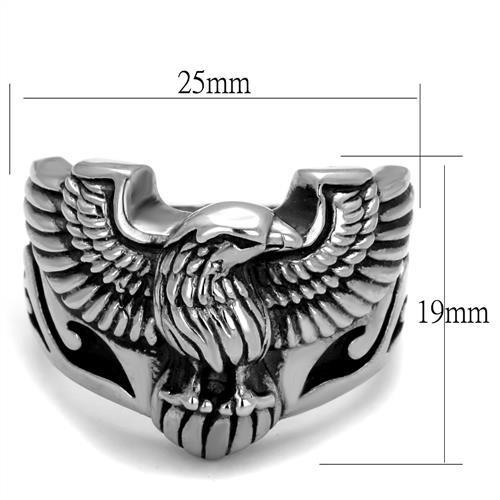 Men's Silver and Black Fire Hawk Ring