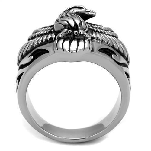 Men's Silver and Black Fire Hawk Ring