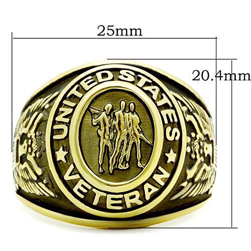 U.S Military Veteran Gold Plated Stainless Steel Ring