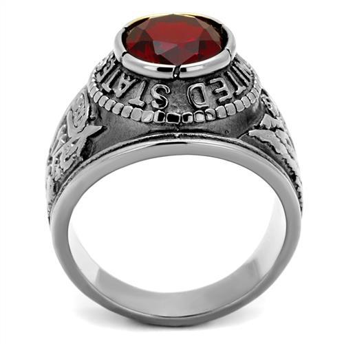 Silver U.S Army Ring with Synthetic Siam Stone