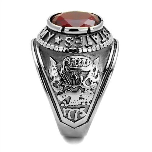 Silver U.S Army Ring with Synthetic Siam Stone