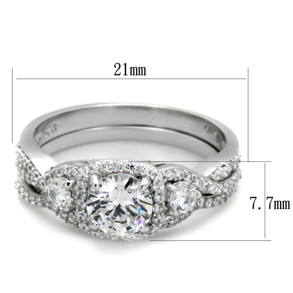 Cubic Zirconia Triple Stone Bridal Set in Sterling Silver