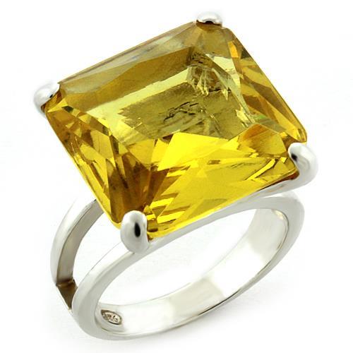 925 Sterling Silver Ring with Cubic Zirconia in Citrine