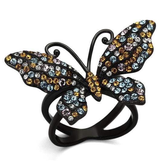 Multi Color Crystal Butterfly Ring