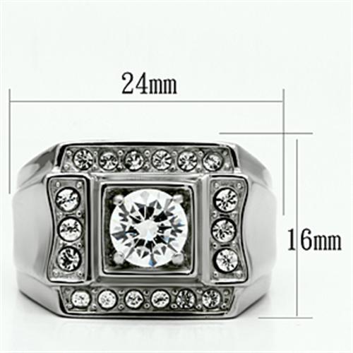 2 ct. Round Cut Cubic Zirconia Ring for Men in Stainless Steel