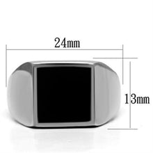 Men's Black Square Fashion Ring in Stainless Steel