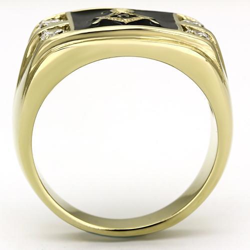 14k Gold Plated Masonic Insignia Ring in Stainless Steel