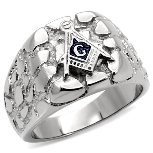 Men's Silver Nugget Masonic Ring