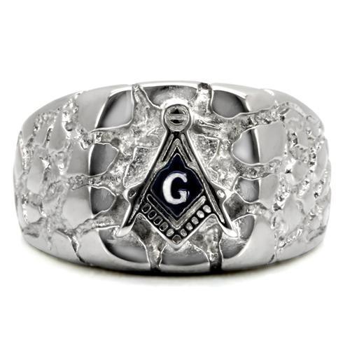 Men's Silver Nugget Masonic Ring