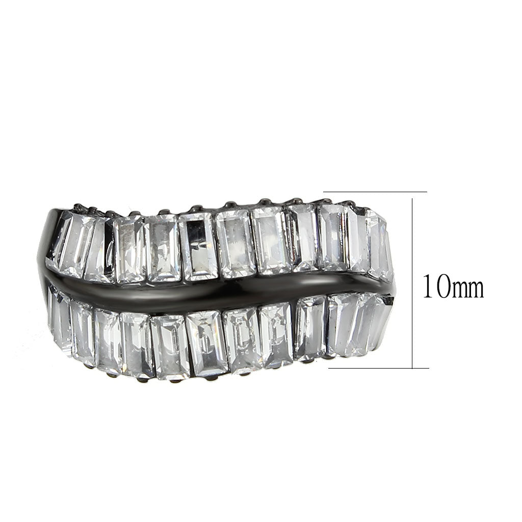 Cobalt Black Stainless Steel Baguette Ring for Women.