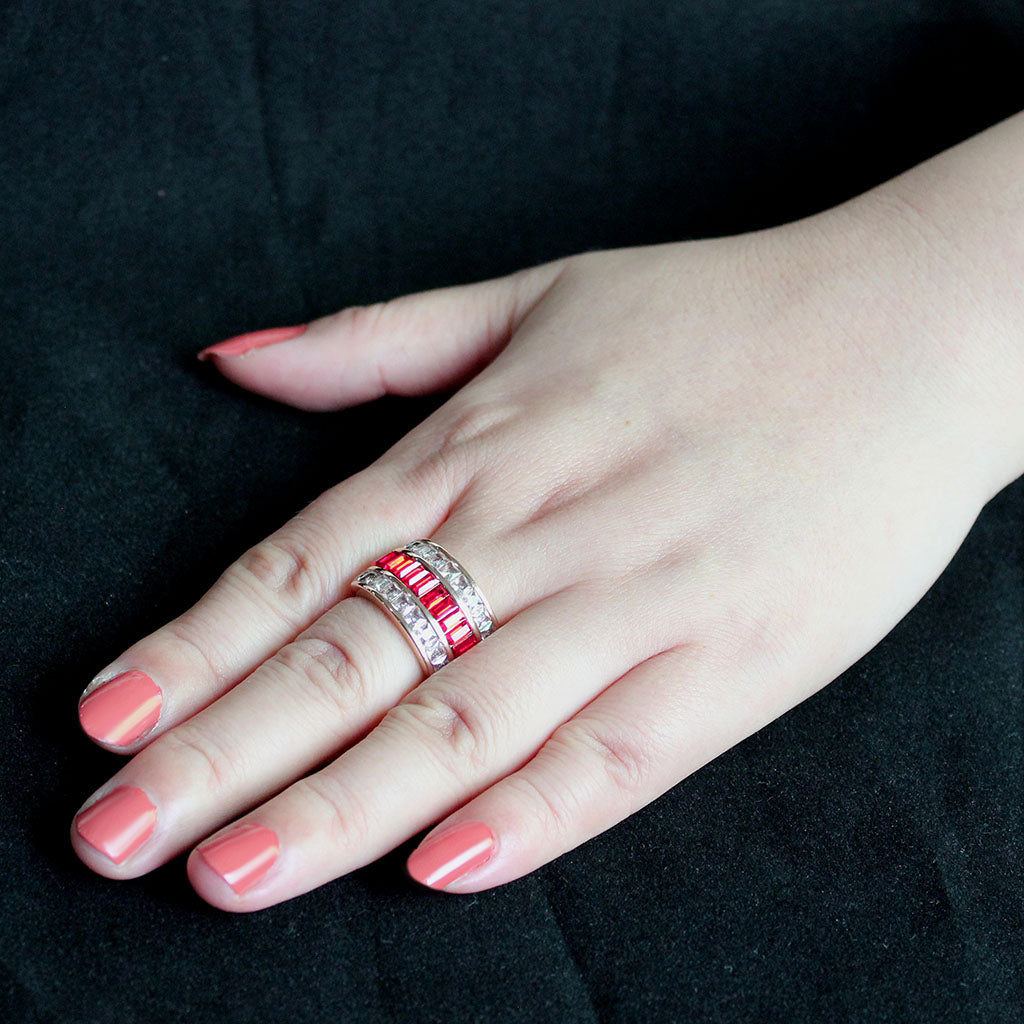 Rose Gold Triple Row Crystal Band Ring