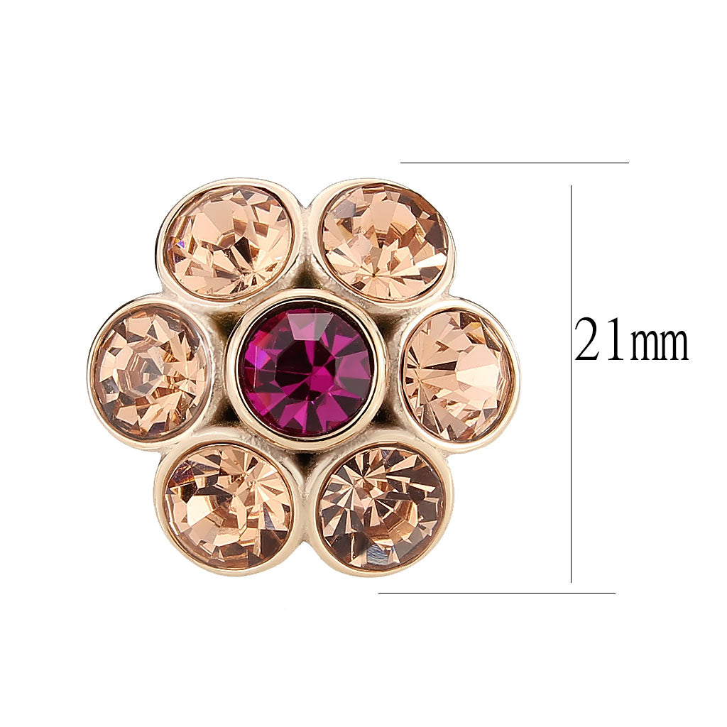 Rose gold flower ring with crystals