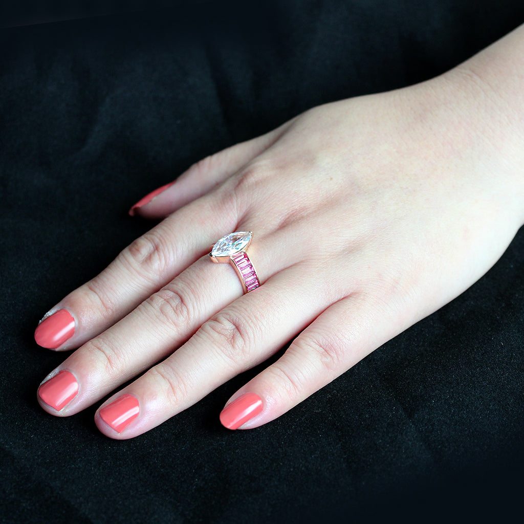 Elegant Marquise Cut Ring with Ruby Accents