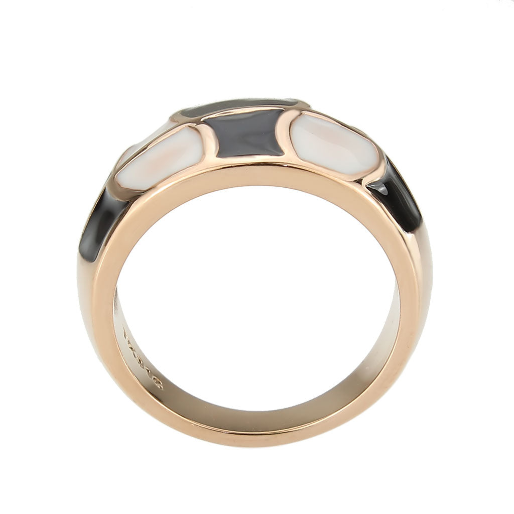 Black and White Rose Gold Band Ring