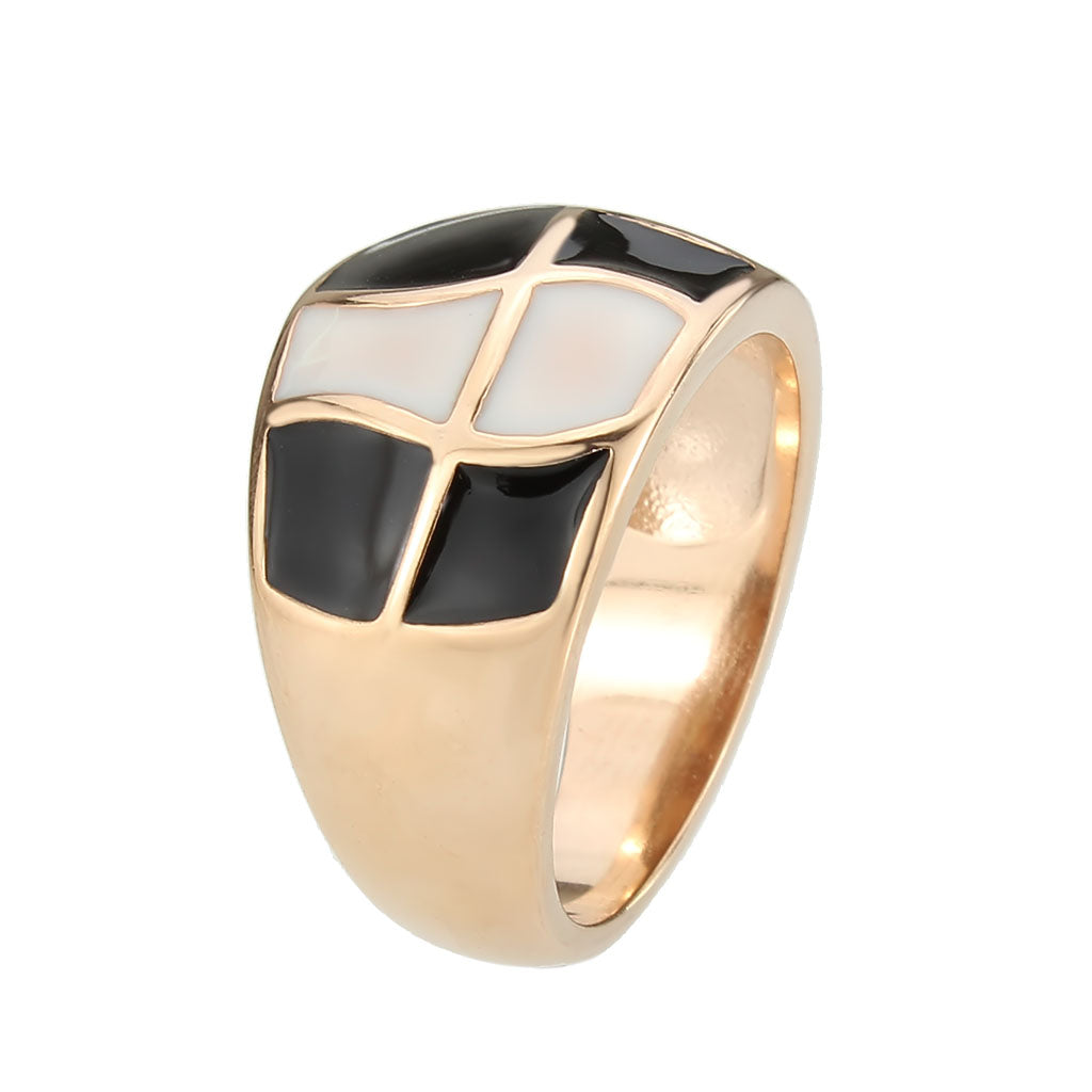 Black and White Rose Gold Band Ring