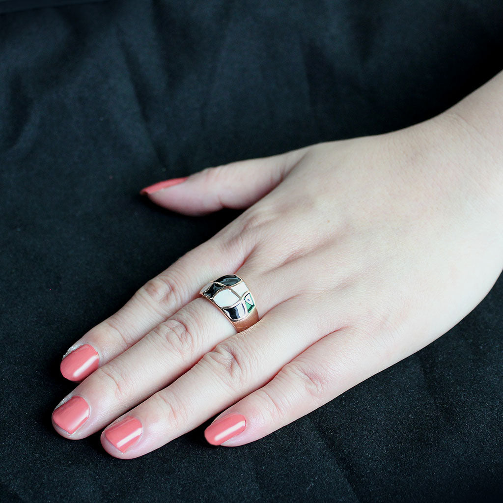 Black and White Rose Gold Band Ring