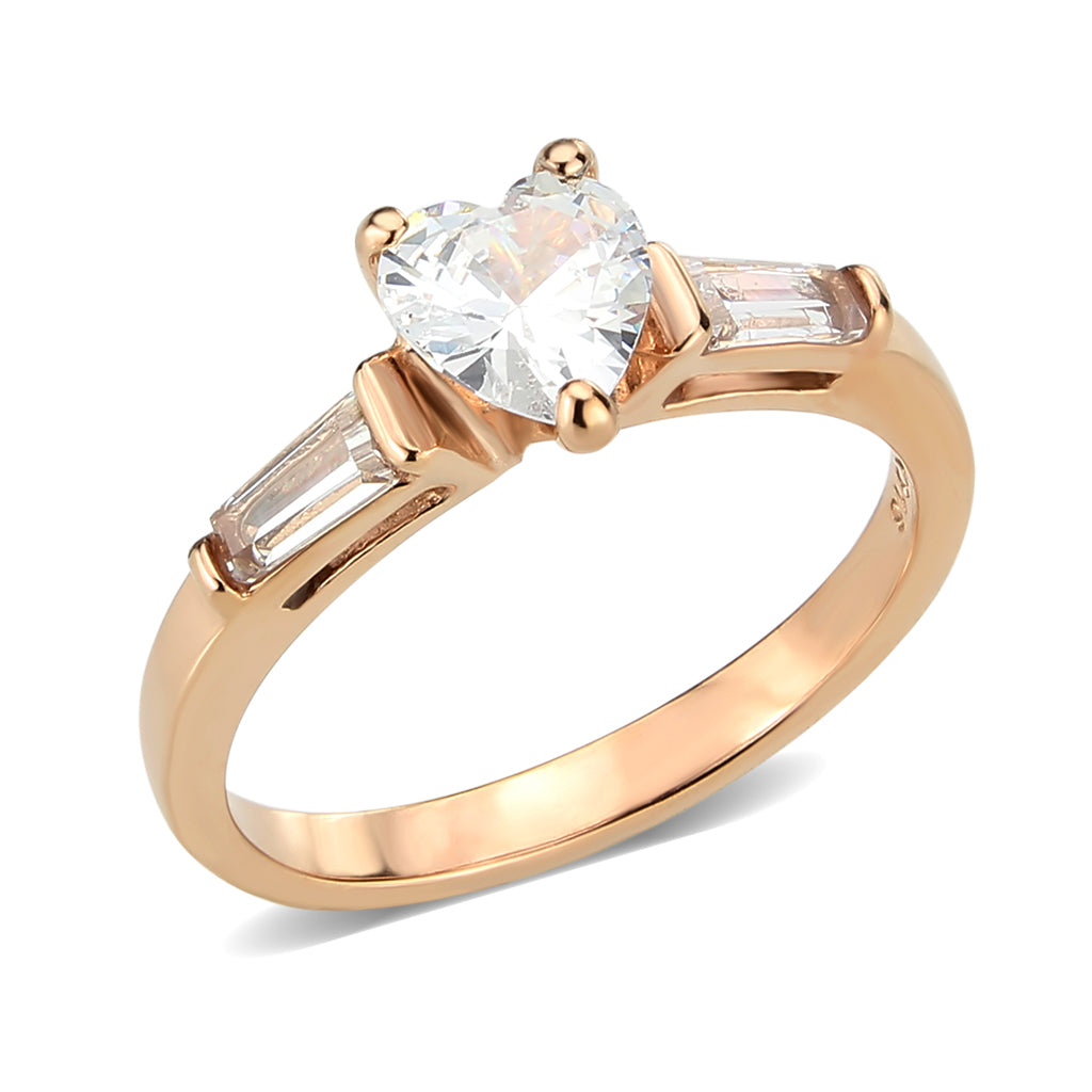 Minimalist Rose Gold Heart Shaped Cubic Zirconia Ring