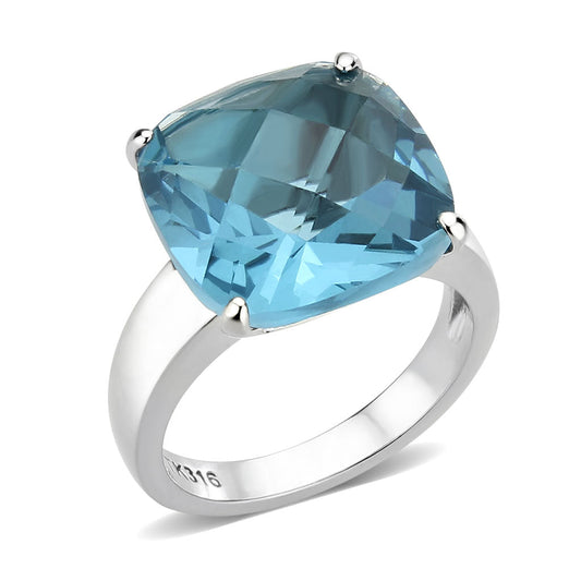 DRE Blue Women's Solitaire Ring with Lab Created Center Stone!