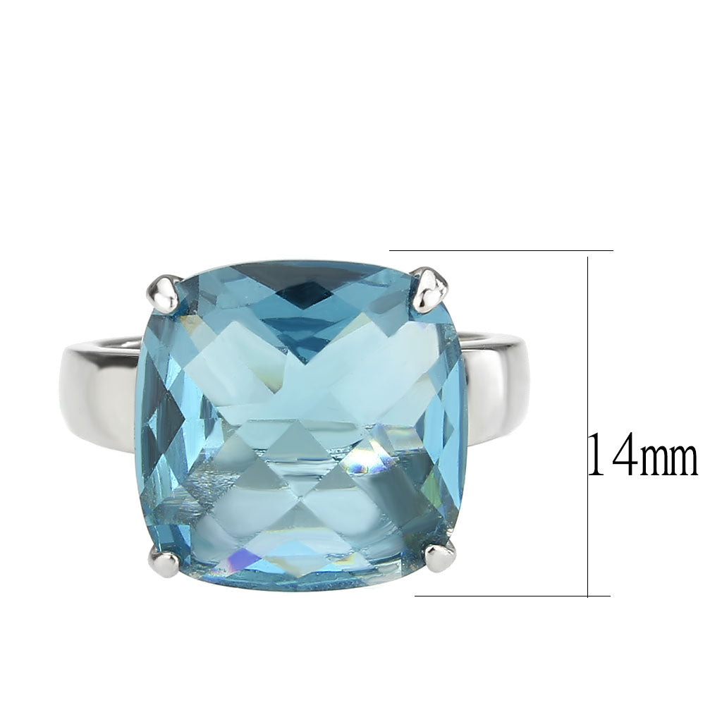 DRE Blue Women's Solitaire Ring with Lab Created Center Stone!