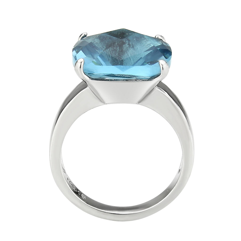 DRE Blue Women's Solitaire Ring with Lab Created Center Stone!